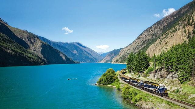 Tropical Sky holiday destinations: the Rocky Mountaineer train passes Seton Lake